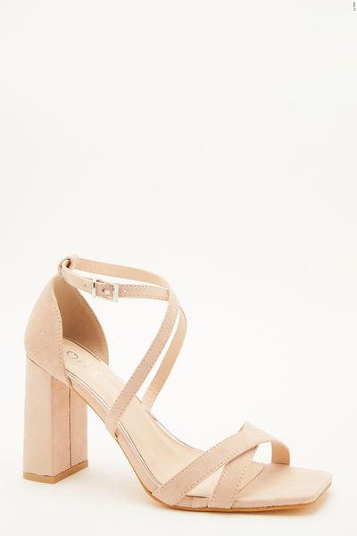 Wide Fit Nude Faux Suede Heeled Sandal